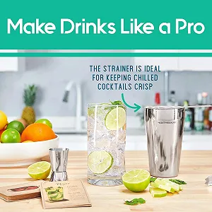 Набір для коктейлів з підставкою Craft, шейкер для коктейлів з нержавіючої сталі, аксесуари для бару (8 предметів) synthetic.ua - Фото 1