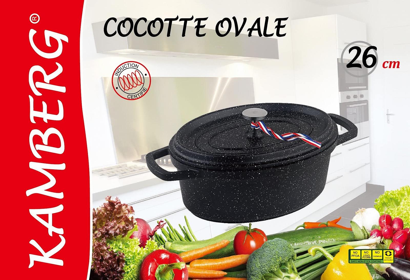 Гусятниця Kamberg 0008197 26 см Овальна Литий алюміній Кам'яне покриття Чорна, фото №7