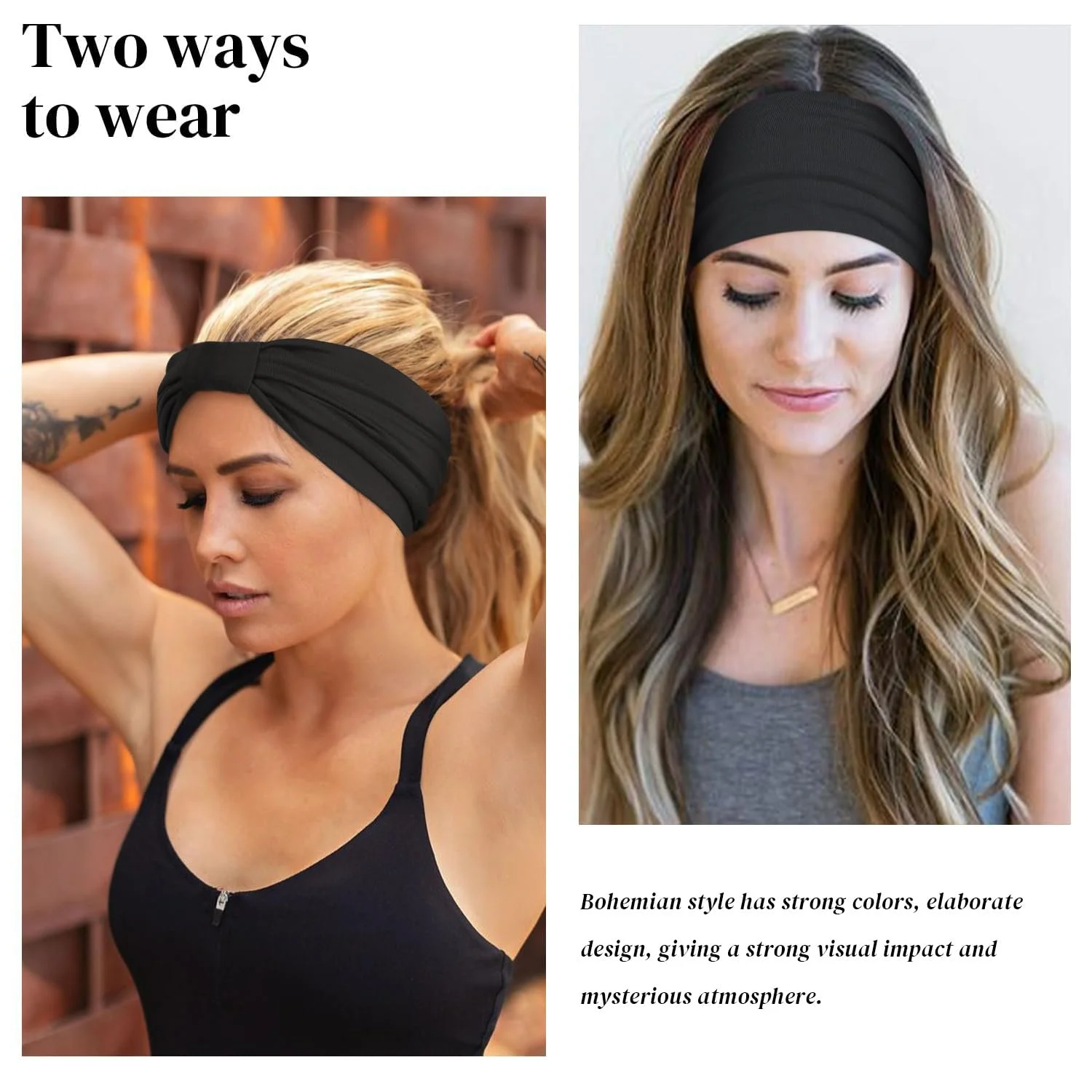 Пов'язка на голову Boho Широка Жіноча Еластична, фото №3