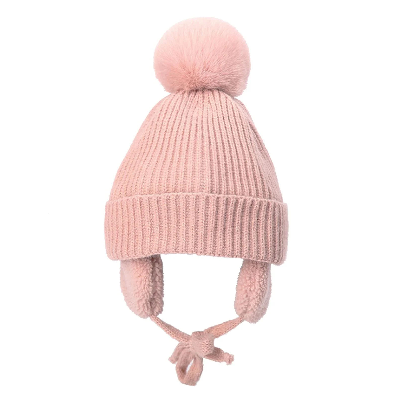 Вязаная детская зимняя шапка с помпоном, теплая зимняя, фото №1