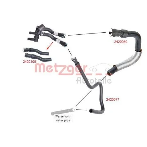 Шланг радіатора METZGER 2420080 для FORD, для автомобілів без кондиціонера, фото №2 Шланг радіатора METZGER 2420080 для FORD, для автомобілів без кондиціонера, фото №2
