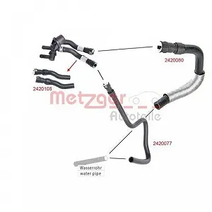 Шланг радіатора METZGER 2420080 для FORD, для автомобілів без кондиціонера synthetic.ua - Фото 1