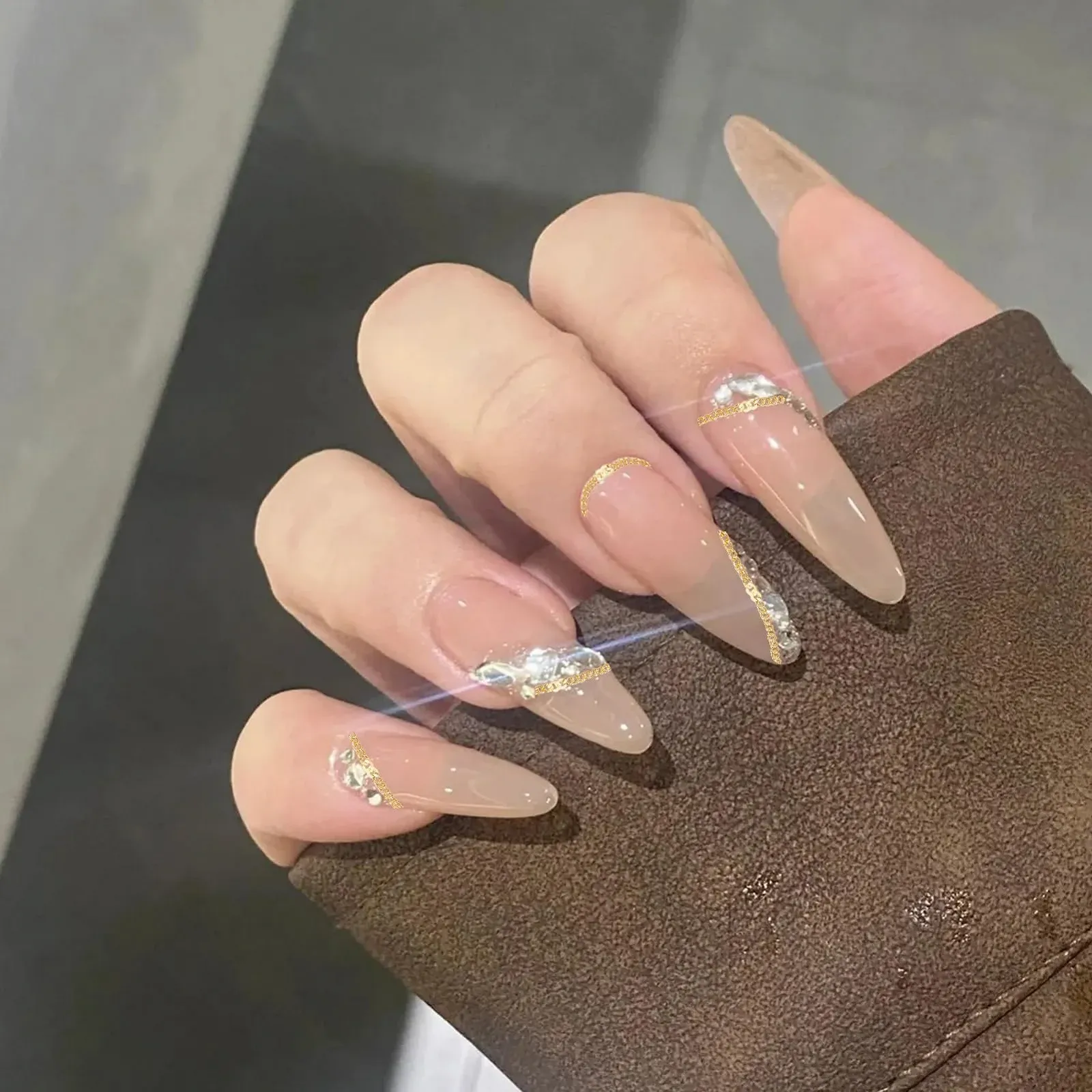 Ланцюжки для дизайну нігтів NICENEEDED 12 смужок Метал Срібло Золото, фото №6