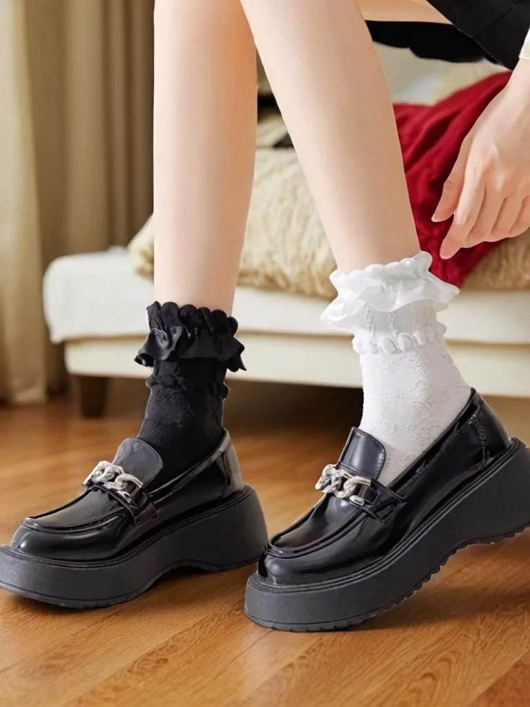 2 пари жіночих шкарпеток з рюшами, фото №5