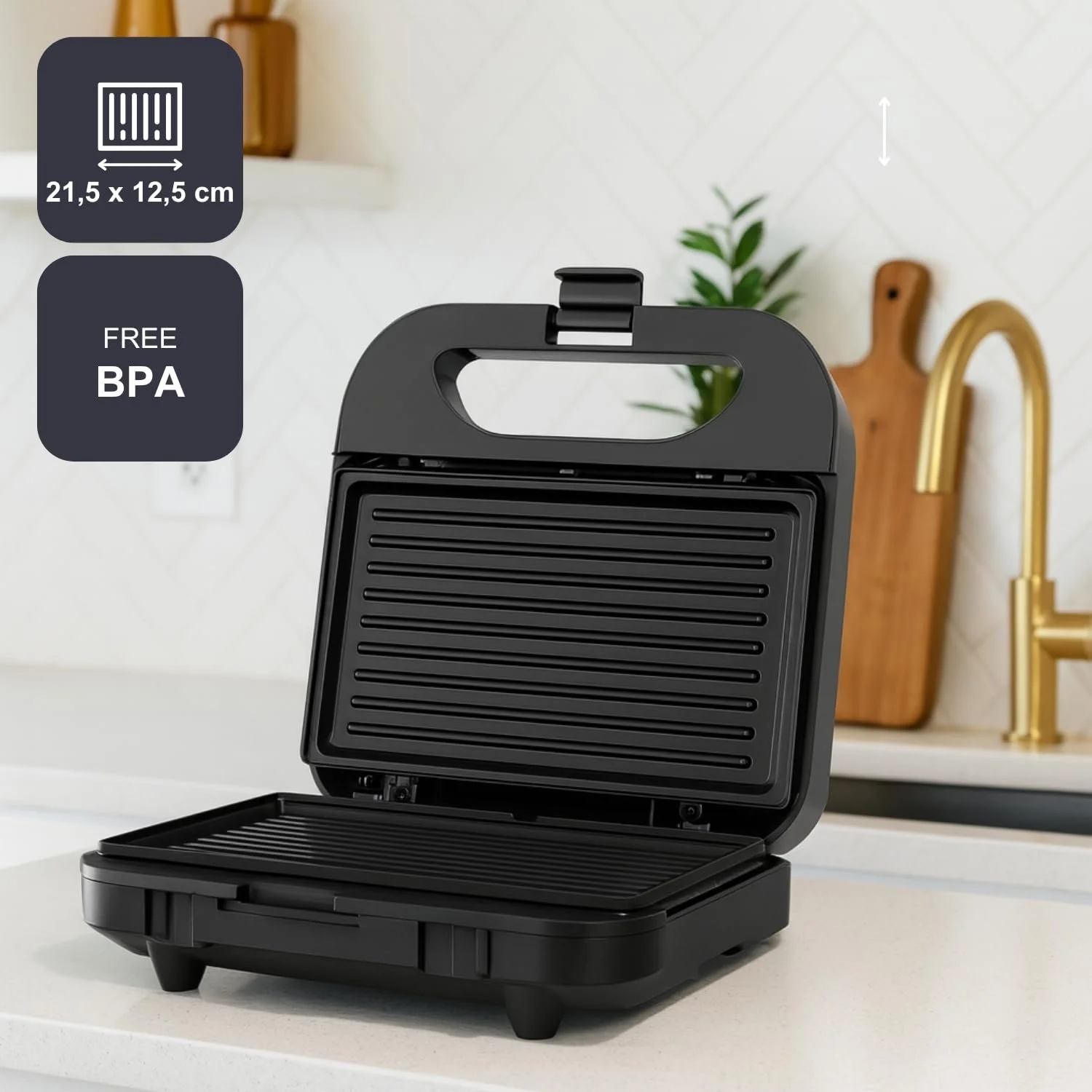 Сендвічниця BLACK+DECKER BXSA752, 750 Вт, пластини-гриль 21.5 x 12.5 см, антипригарне покриття, фото №3