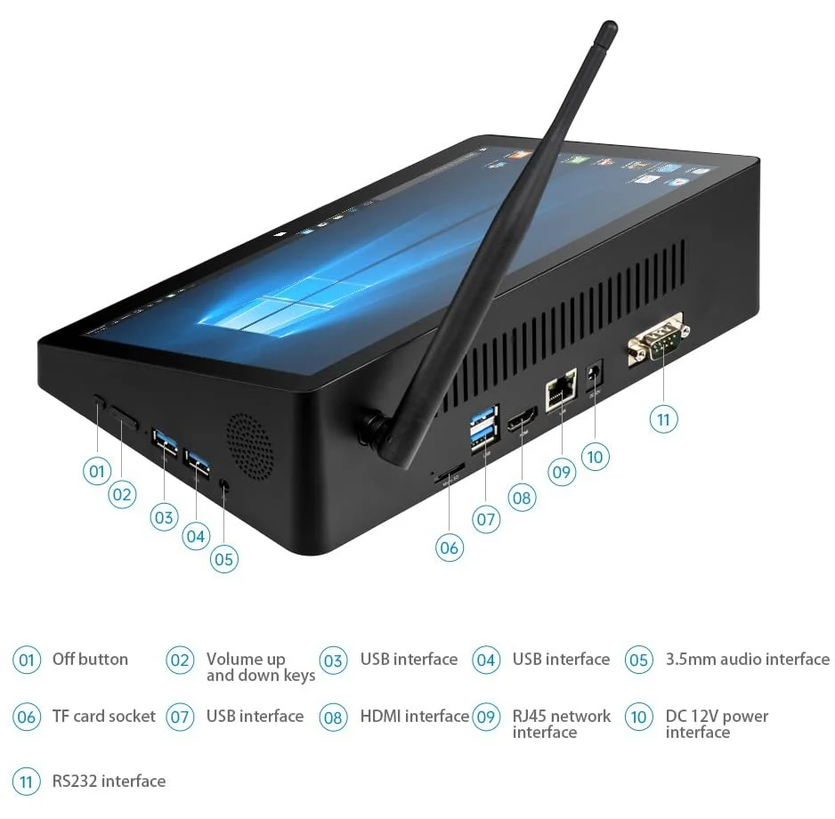 Планшет PiPO X10s 10,1 дюйм Full HD Intel Celeron J4125 6GB RAM 64GB Wi-Fi AC Dual Band PoE Bluetooth 4.0 USB 3.0 HDMI Аккумулятор 10 000 мА·ч, фото №3