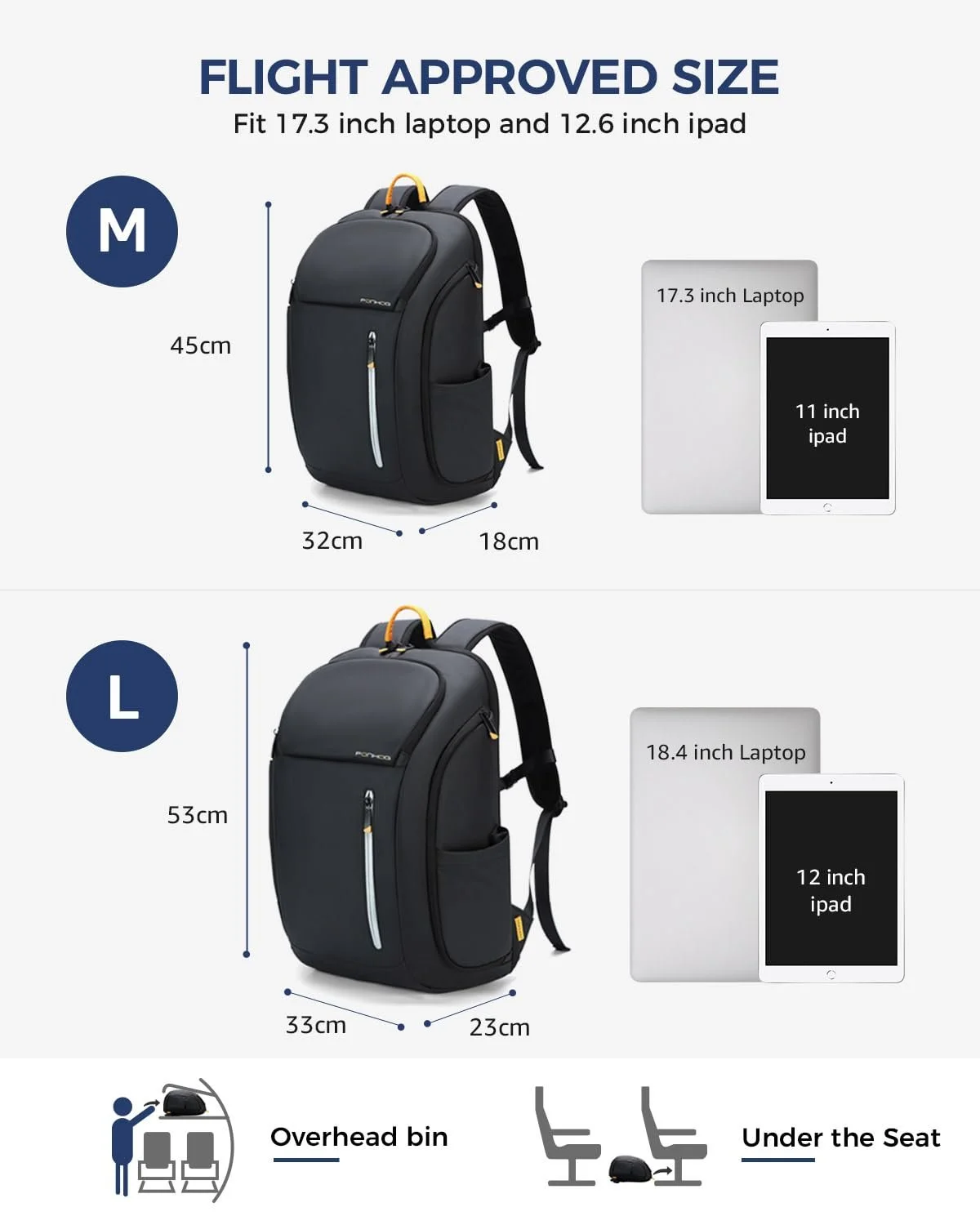 Рюкзак для ноутбука Ponhog Large 17" Travel Anti-Theft Чорний, фото №3 Рюкзак для ноутбука Ponhog Large 17" Travel Anti-Theft Чорний, фото №3