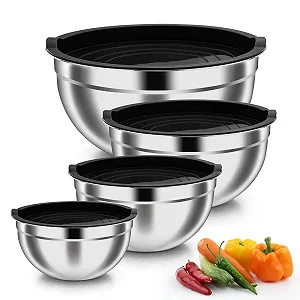 Набір мисок для змішування Onader 4 предмети 4.5 л 3 л 1.5 л 1.2 л Stainless Steel Black - Фото 1