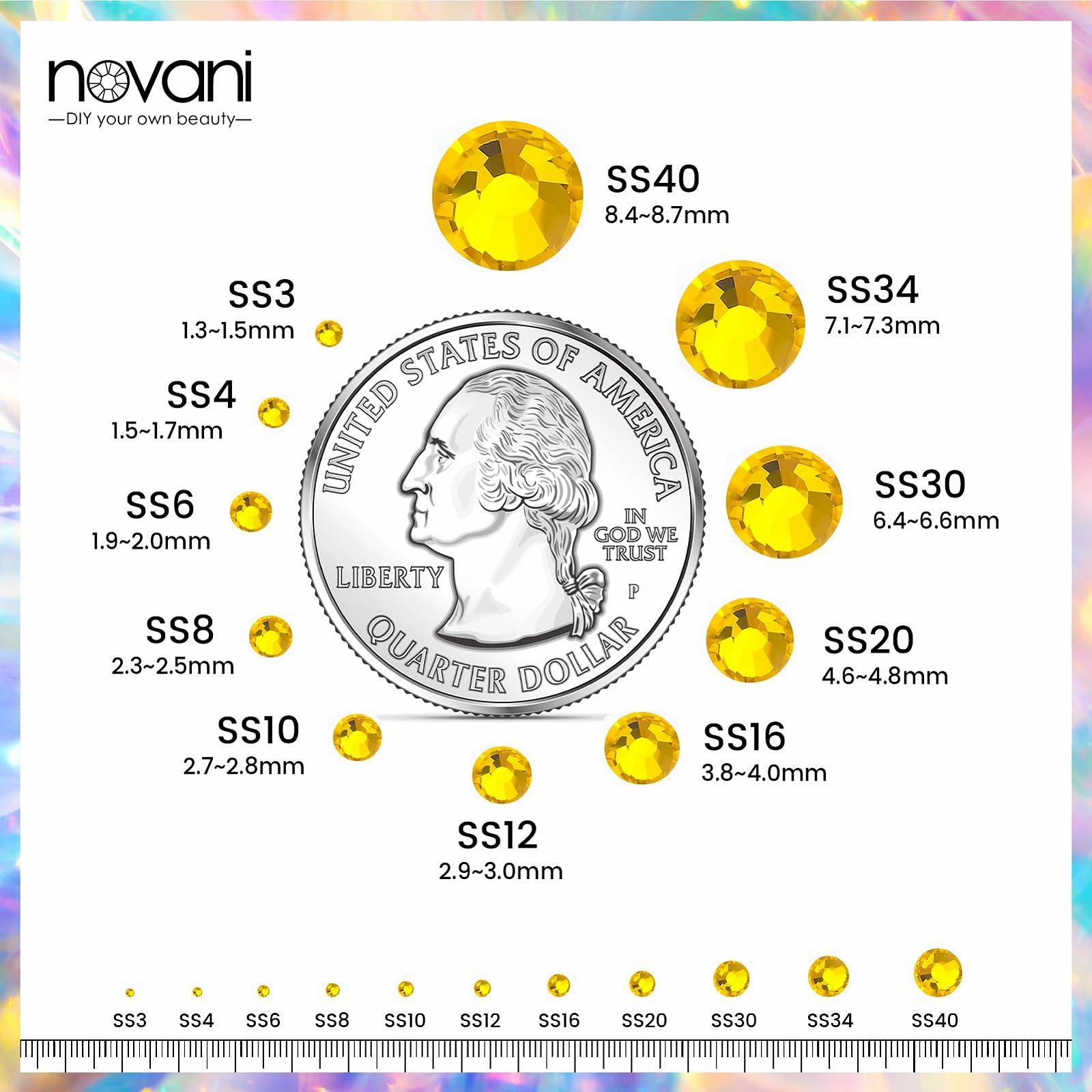 Стрази Novani Crystal, плоскі, 1440 шт, скляні, для одягу, взуття, рукоділля, макіяжу, нейл-арту та DIY прикрас SS16, цитрин, фото №3