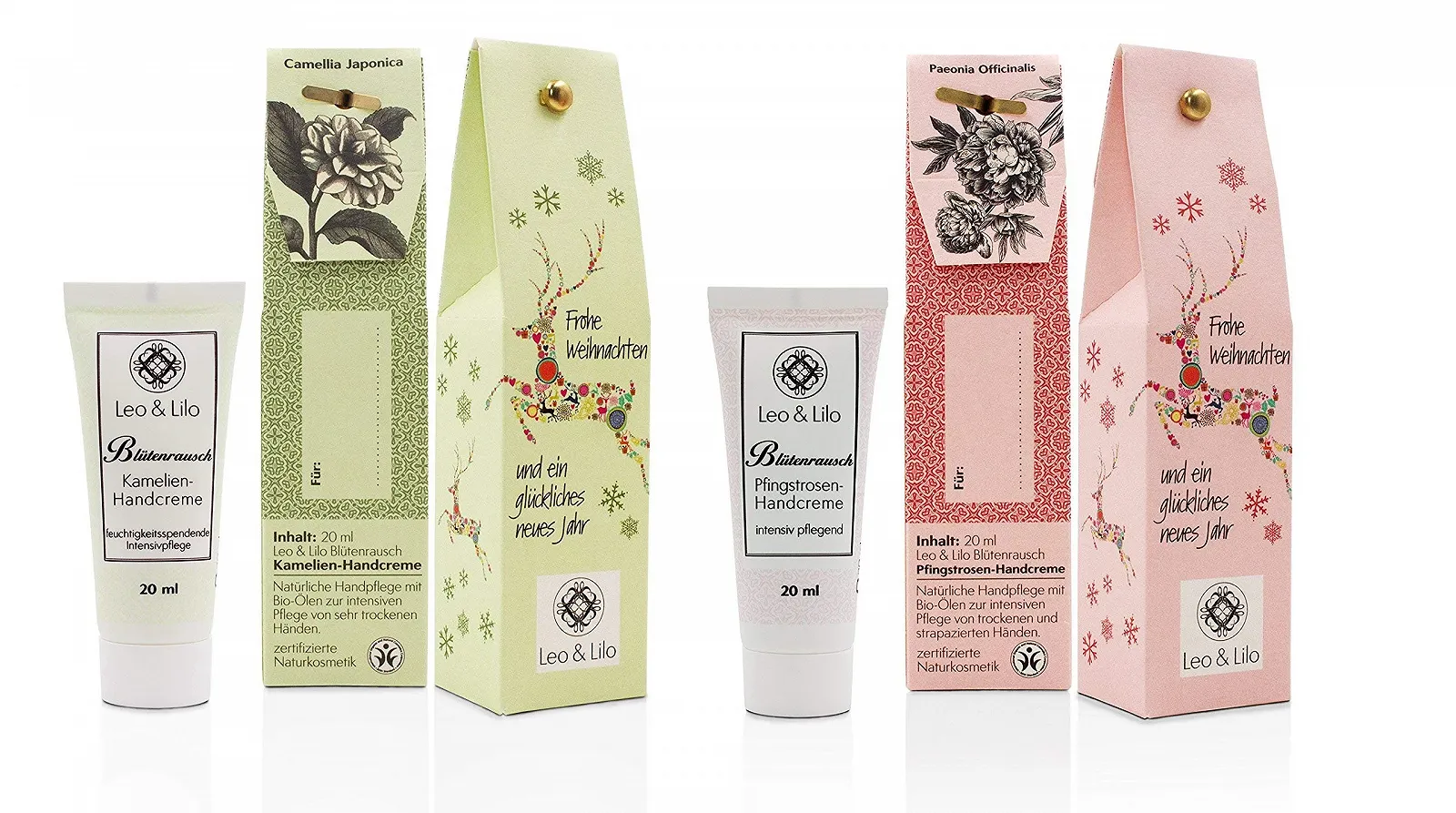 Набір з 6 вітальних міні-кремів для рук до Різдва Leo and Lilo: 3 x крем для рук Півонія 20 мл і 3 x крем для рук Камелія 20 мл, фото №4