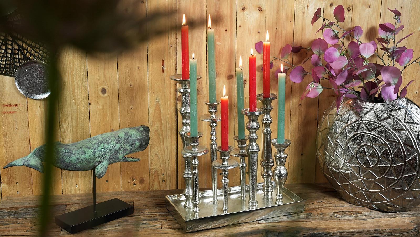 Подсвечник на подносе 8 Arms Aluminium Silver XL 40 x 21 x 44 см, фото №6