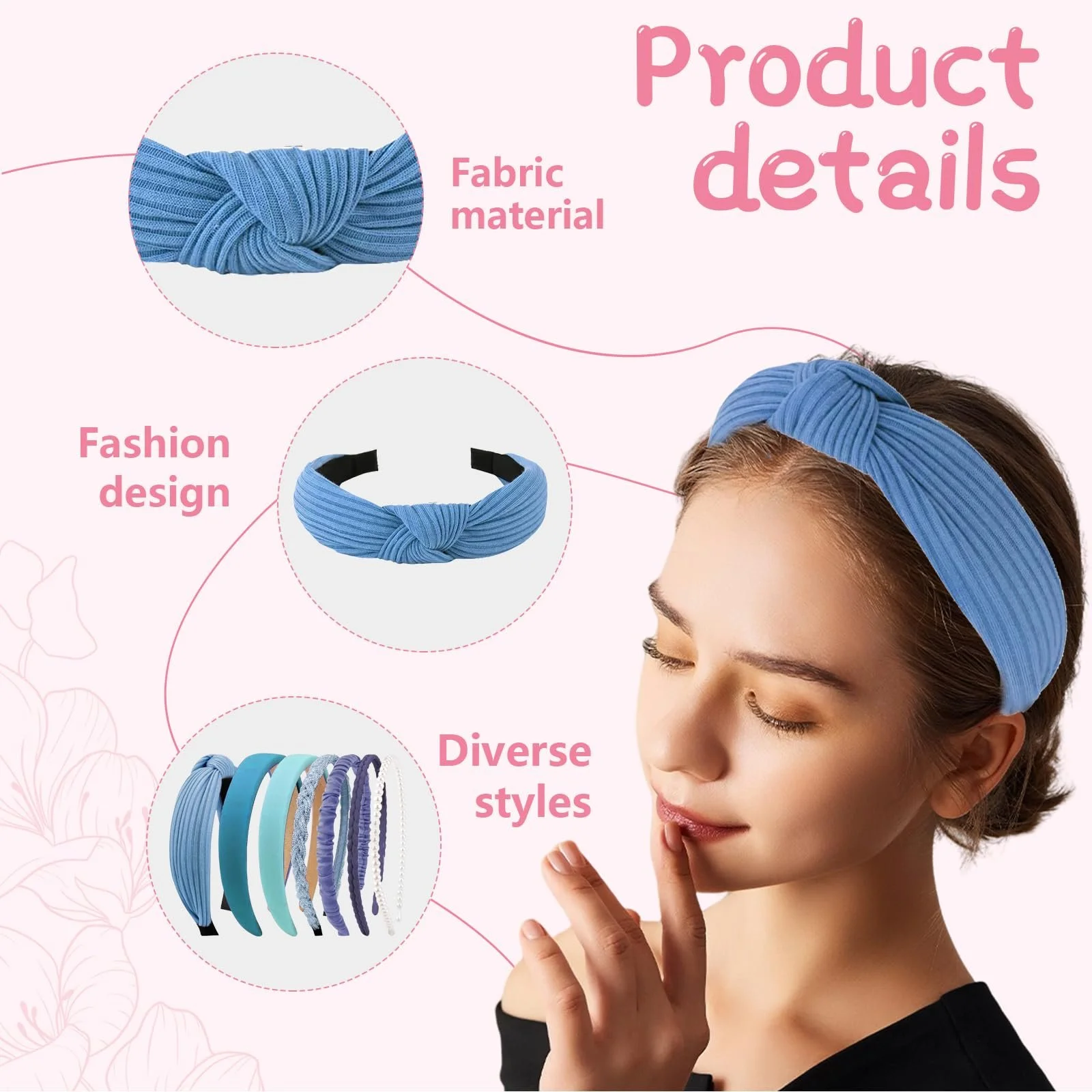 Набір жіночих обручів на голову 7 шт., фото №3