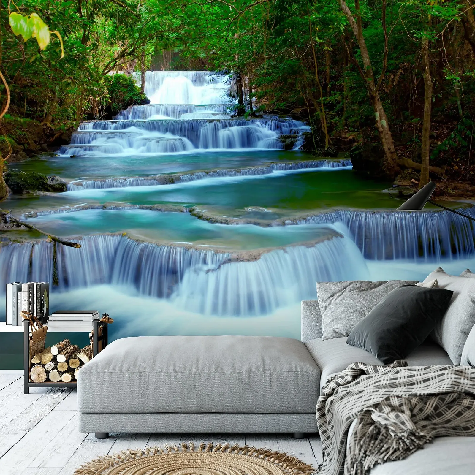 Фотообои Runa Art Waterfall Флизелиновые 352 x 250 см Зеленые/Голубые 9036011b, фото №5