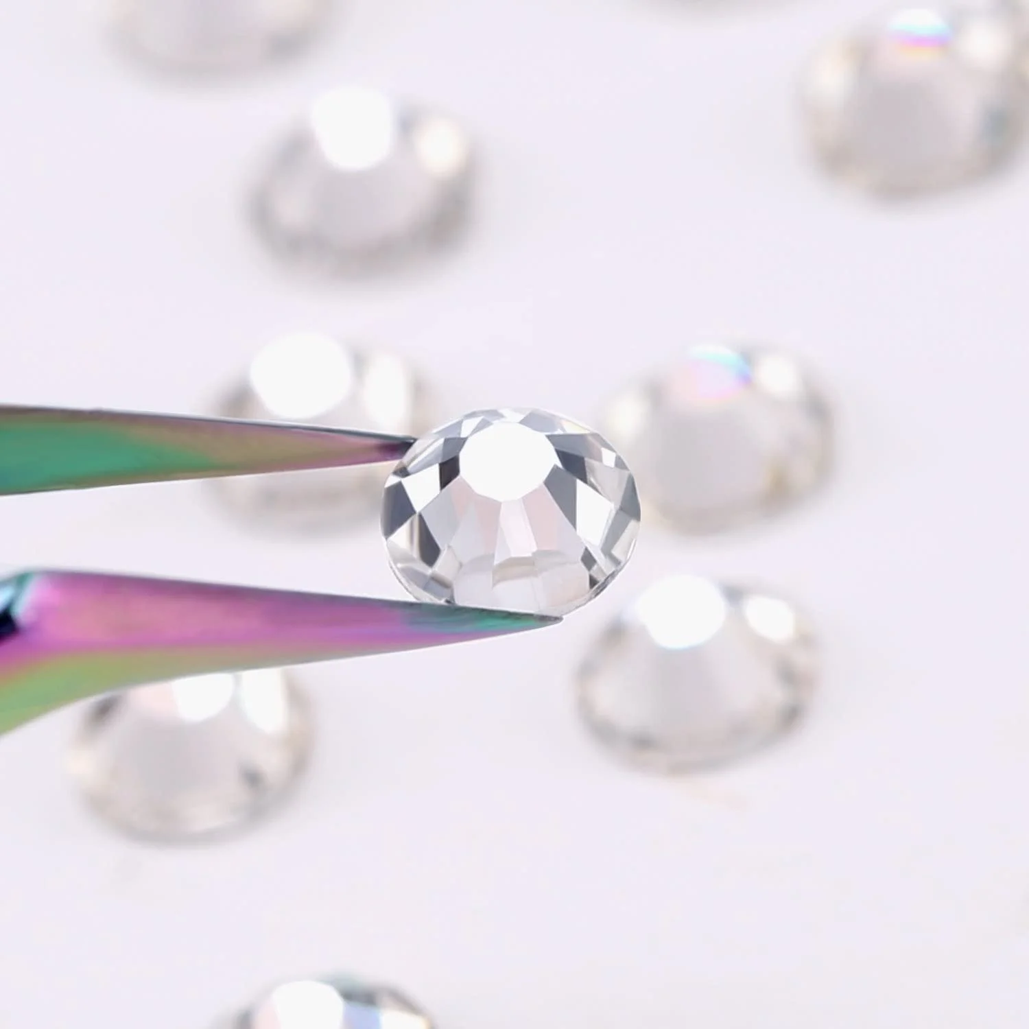 Стразы для ногтей Стекло 6 Размеров (SS4-SS16) Плоские Стразы для Рукоделия Набор Бриллиантовых Камней с Ручкой и Пинцетом Смешанный + Белый, фото №7