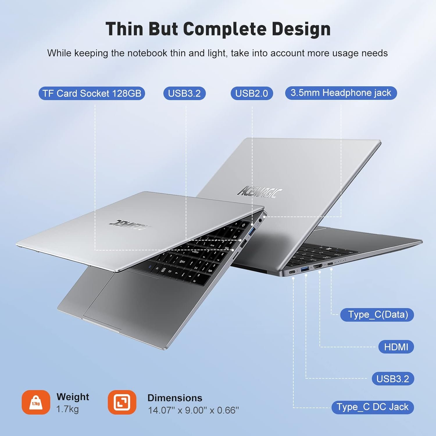 Ноутбук 15.6" Acemagic VistaBook TX15 Intel N150 RAM 16GB SSD 512GB Windows 11, фото №7