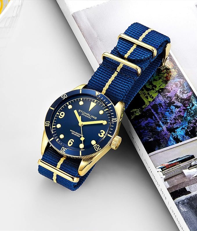 Годинник Stuhrling Original Diving Men's Sports Waterproof до 100 м Nylon Analogue з Японським Кварцовим Механізмом, фото №2