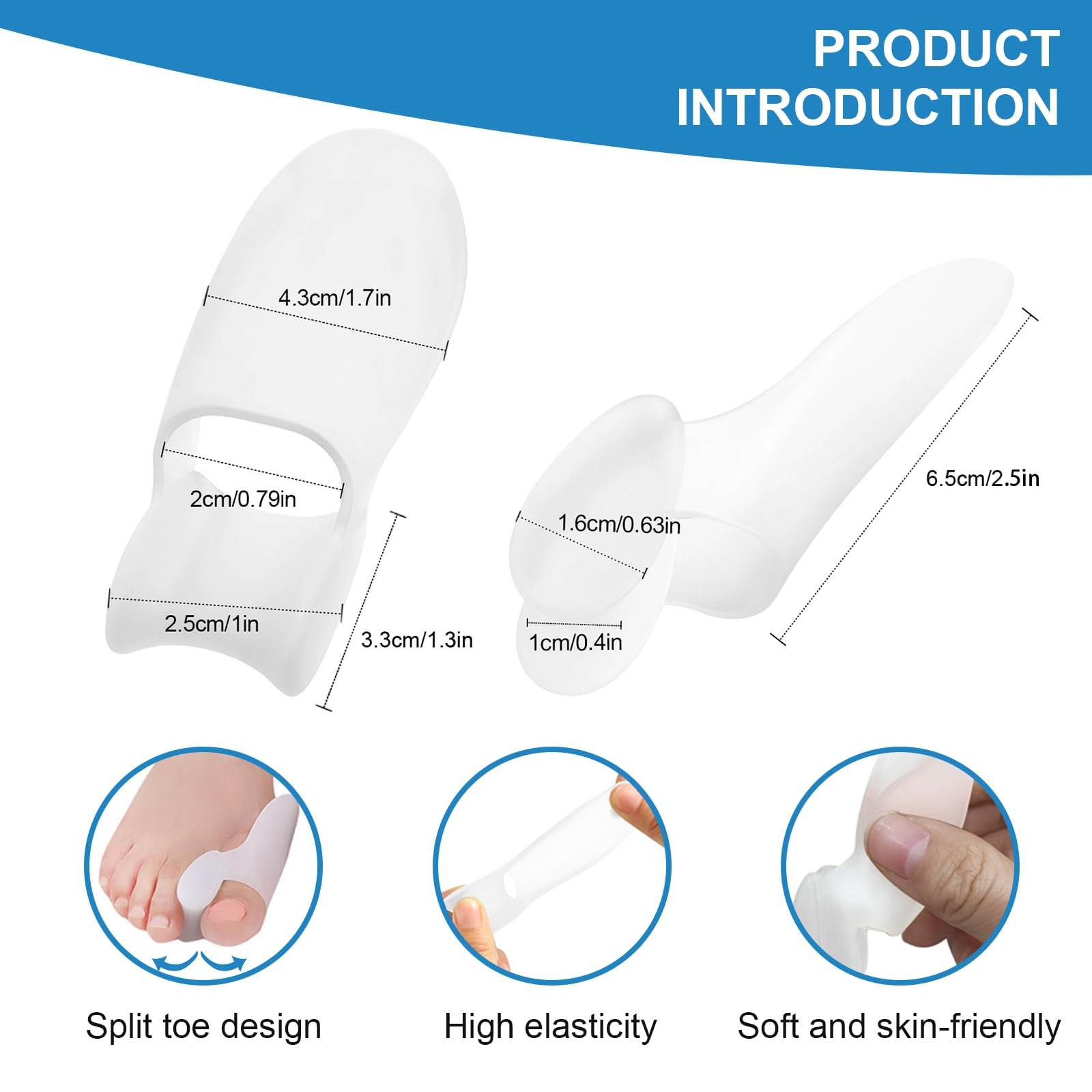 Роздільник для пальців ніг Ecarteur 6 шт., Коректор вальгусної деформації великого пальця стопи, фото №3