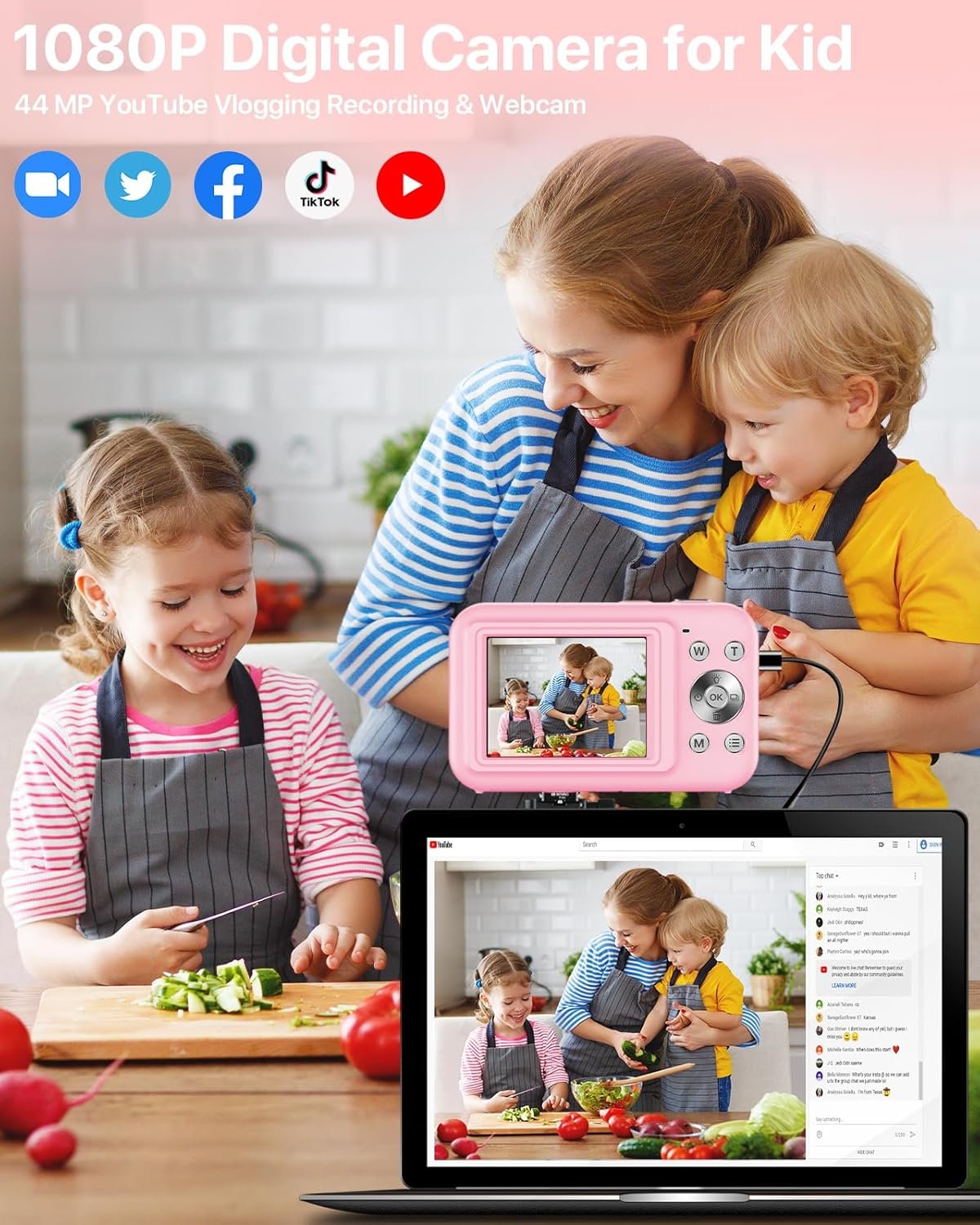 Фотоаппарат YLSHGXFC 44 Мп / CMOS / Full HD 1080p 30 fps / 16× зум / Розовый, фото №4