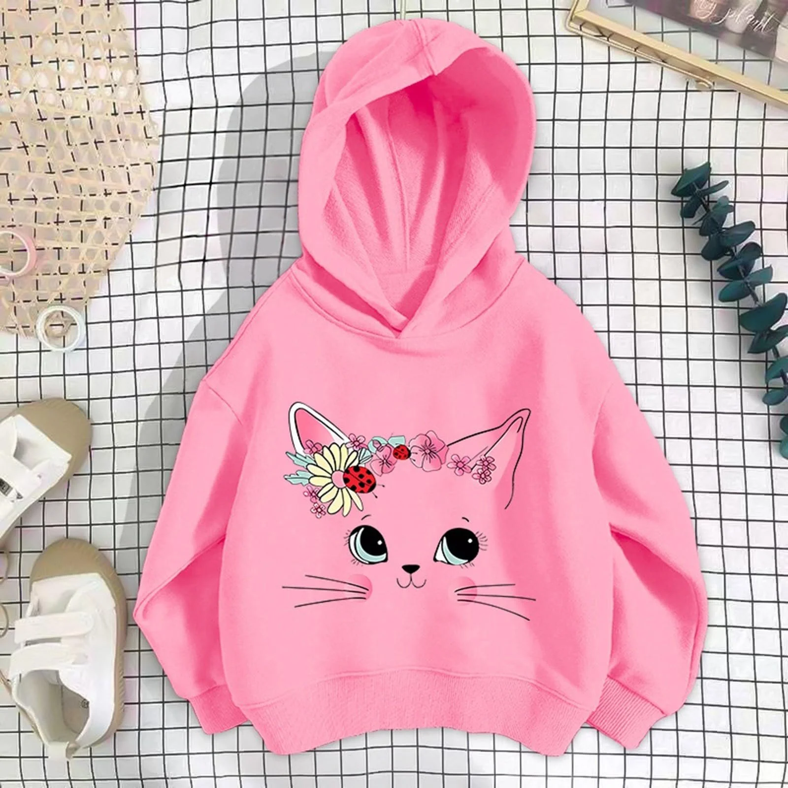 Детская толстовка с капюшоном, карманами, мешковатая, спортивная, фото №3