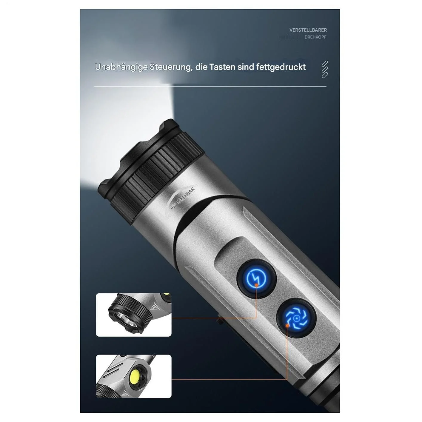 Ліхтар Регульована Головка на 90 Градусів 700 Люмен Висока Яскравість IP65 Водонепроникний Магнітна Основа Кишеньковий Кліпс Перезаряджуваний для Пішого Туризму Надзвичайна Ситуація, фото №6