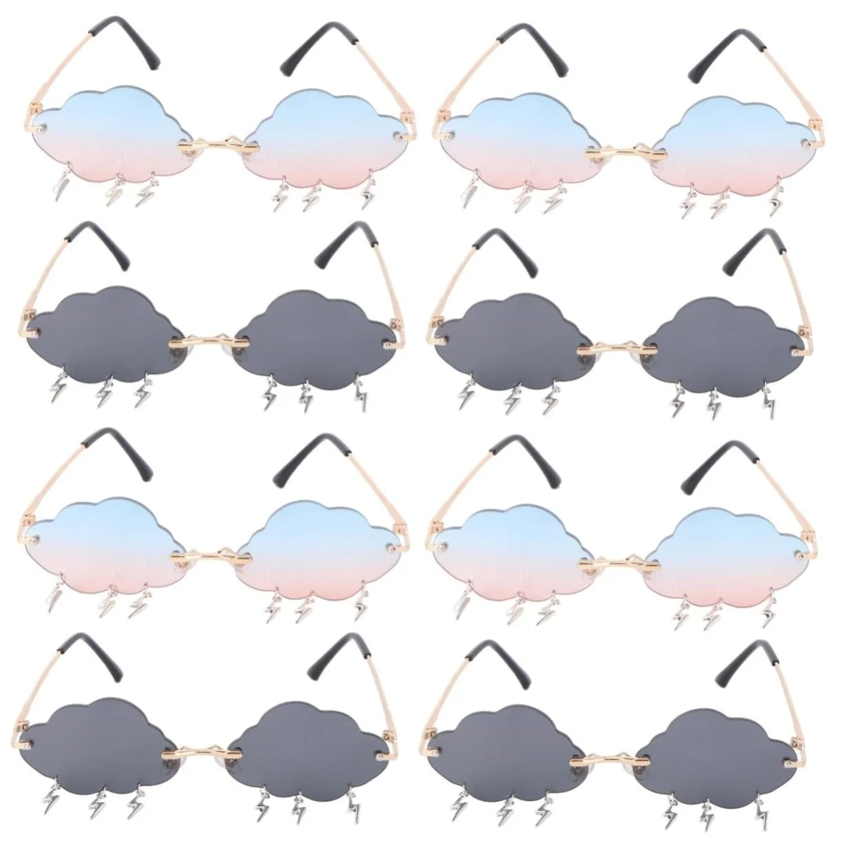 Набір окулярів PACKOVE, 8 пар, хмарка, вінтажні, серцеподібні, без оправи, для вечірок, для дорослих, 90-ті, різні кольори, фото №1