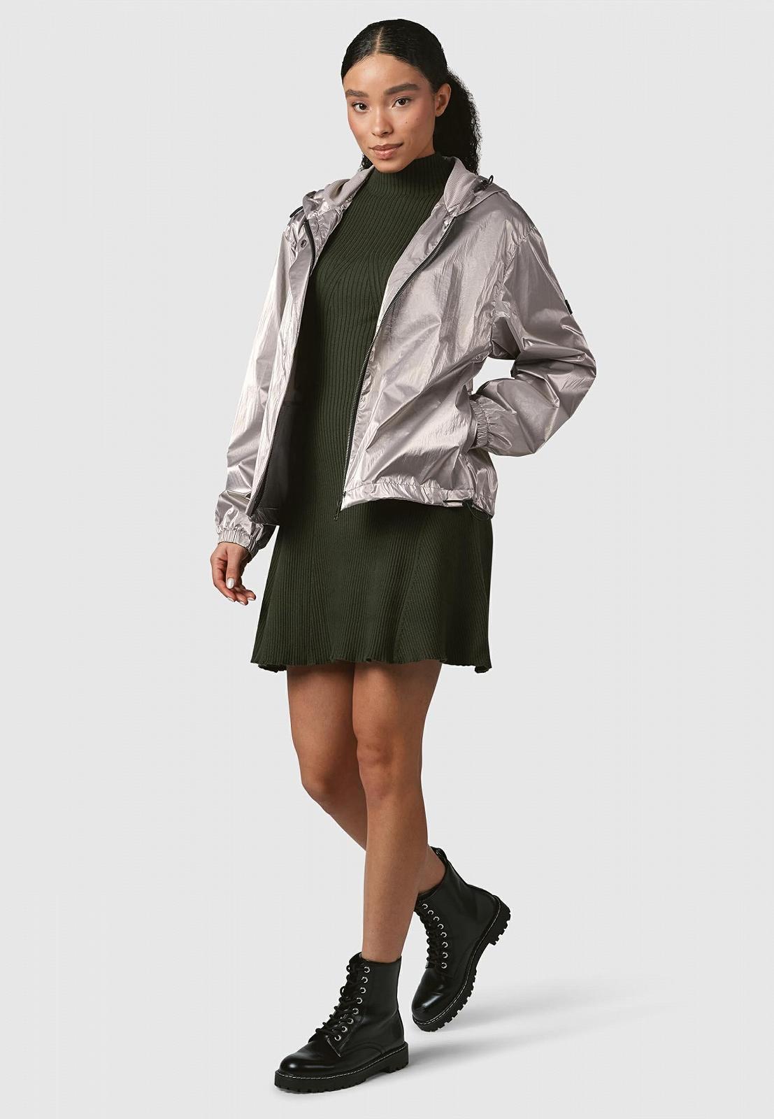 Куртка-бомбер Ragwear Cezanna Shine YOUMODO Легкая женская переходная куртка-бомбер светоотражающая Oversize с капюшоном, металлический вид, фото №5