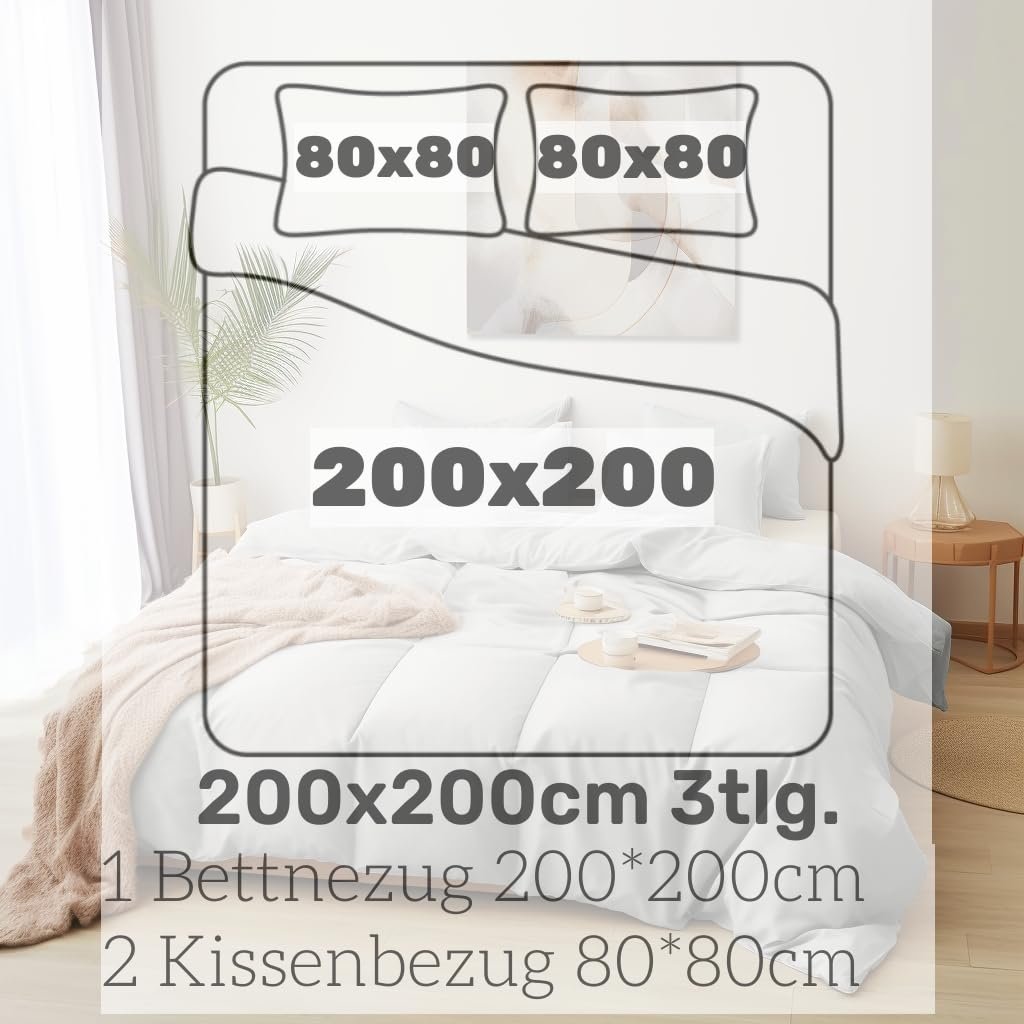 Постільна білизна Aysw Бавовна 200 x 200 см, сірий, комплект з 3 предметів: 1 підодіяльник з 2 наволочками, 80 x 80 см, фото №7