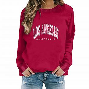 Женские толстовки с принтом Los Angeles, Калифорния, круглый вырез горловины, буквы, худи, рукав реглан, колледж, Backwoods, топы, свободный крой, однотонный, повседневный synthetic.ua - Фото 1