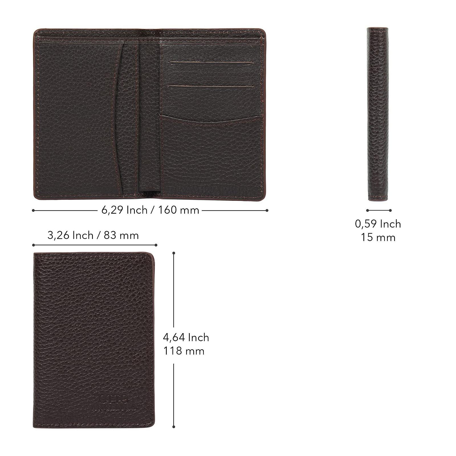 Кошелек Otto Angelino Bifold из натуральной кожи - Стиль паспорт - ID, банковские карты, наличные, RFID блокировка - Унисекс, фото №6