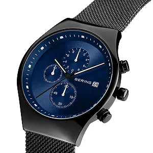 Мужские кварцевые часы BERING 42 мм Стальной корпус Миланский браслет Сапфировое стекло 3 ATM 18842 synthetic.ua - Фото 1