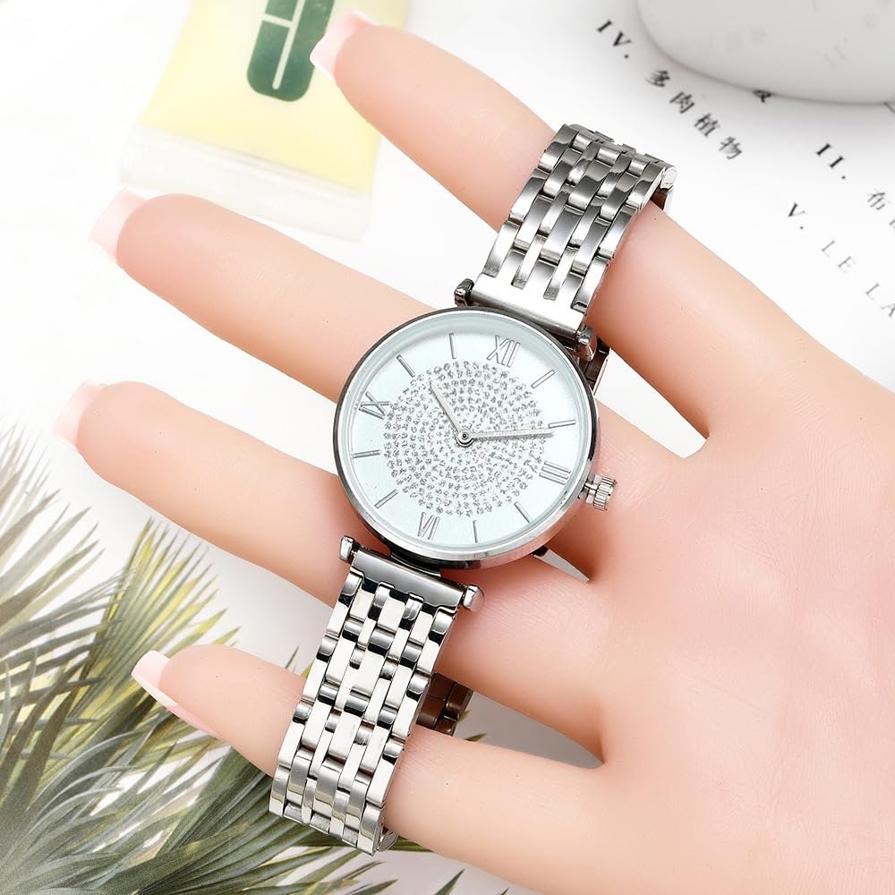 Жіночий Годинник Basfur Dress Fe-Montre-074-01 Сріблястий та Золотий Ремінець / Білий Циферблат, фото №3