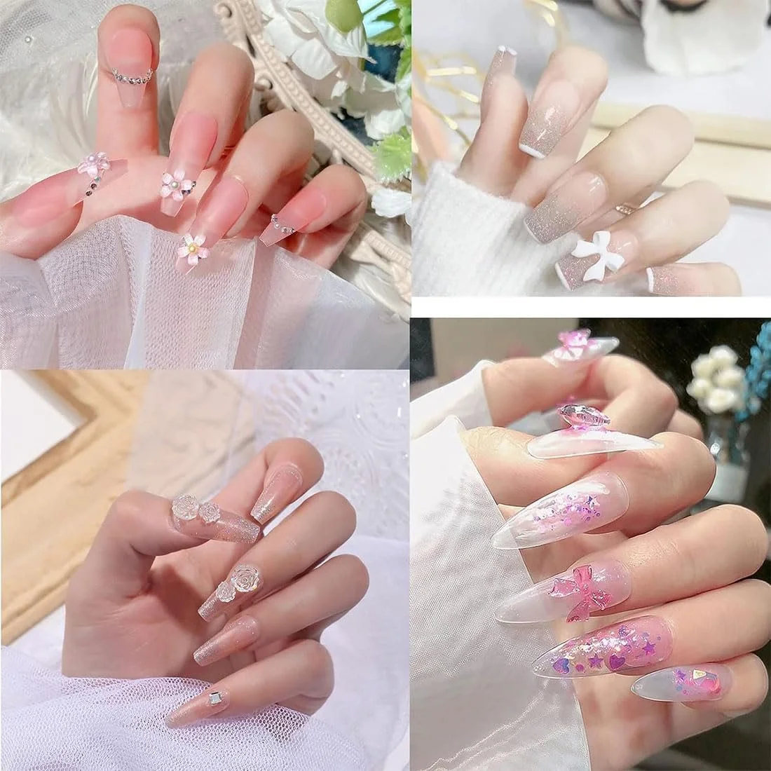 Украшение для ногтей 3 шт. 150 шт. Набор украшений для ногтей 3D, 3D Сердце Медведь Бабочка Цветок Стразы День Святого Валентина для ногтей DIY Украшение для чехла мобильного телефона, фото №5