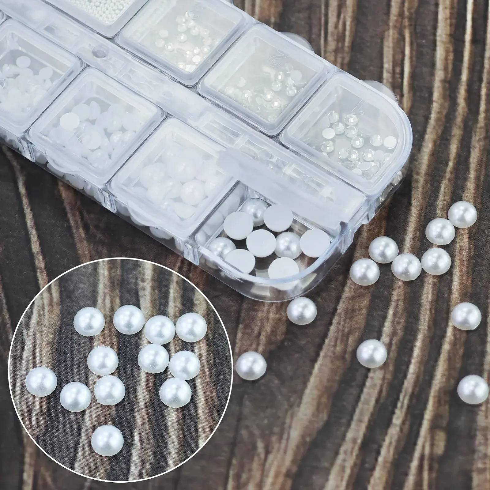 Украшение для ногтей Плоский Бриллиант Жемчуг Белый Полукруглые Бусины, фото №4 Украшение для ногтей Плоский Бриллиант Жемчуг Белый Полукруглые Бусины, фото №4