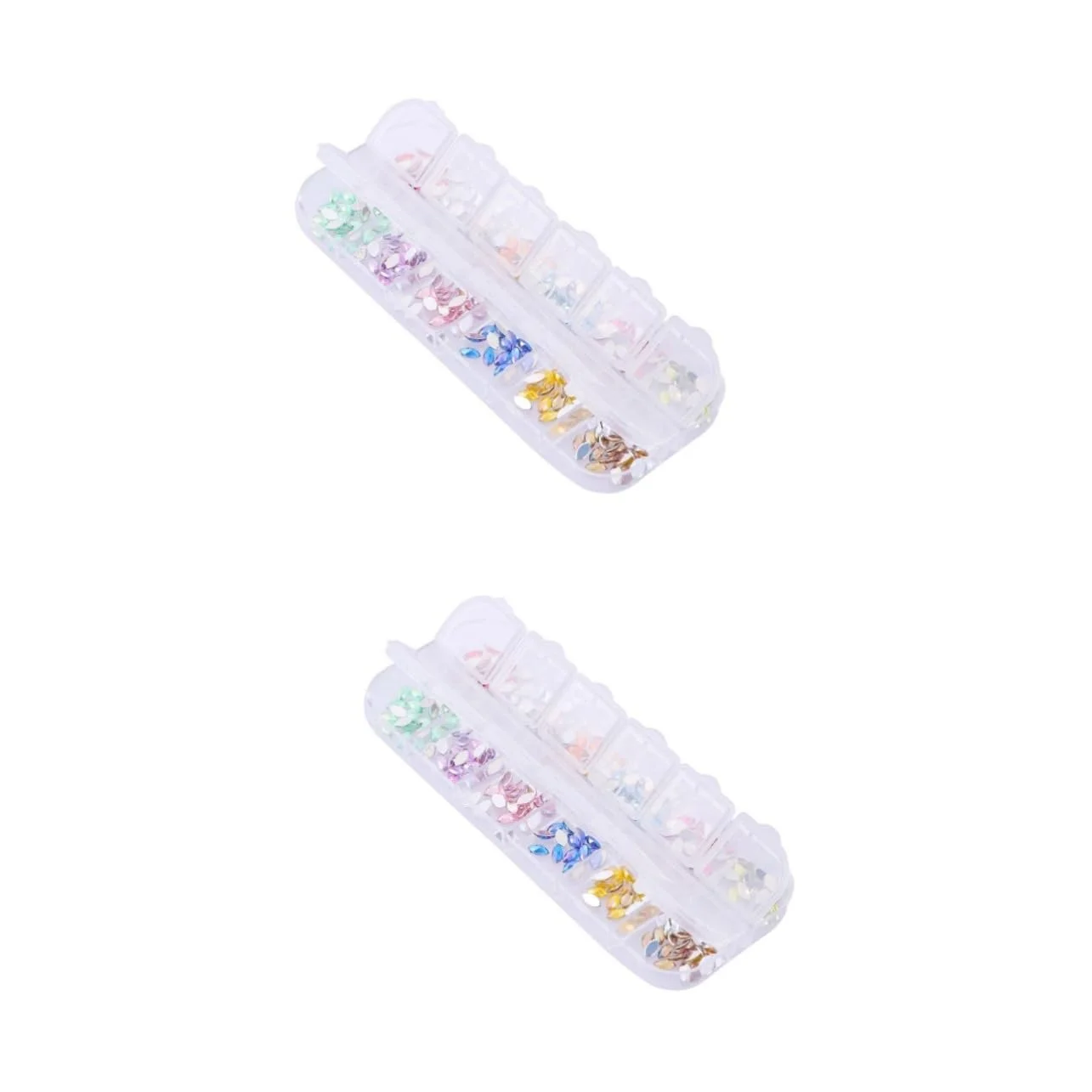 Стразы для ногтей Healvian, 2 шт., разных цветов, блестящие, плоские, с коробкой для хранения, для творческого маникюра и дизайна ногтей, фото №1