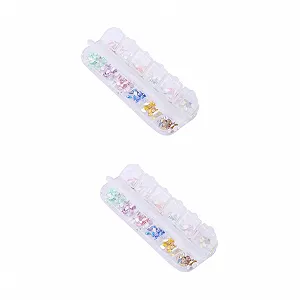 Стразы для ногтей Healvian, 2 шт., разных цветов, блестящие, плоские, с коробкой для хранения, для творческого маникюра и дизайна ногтей - Фото 1