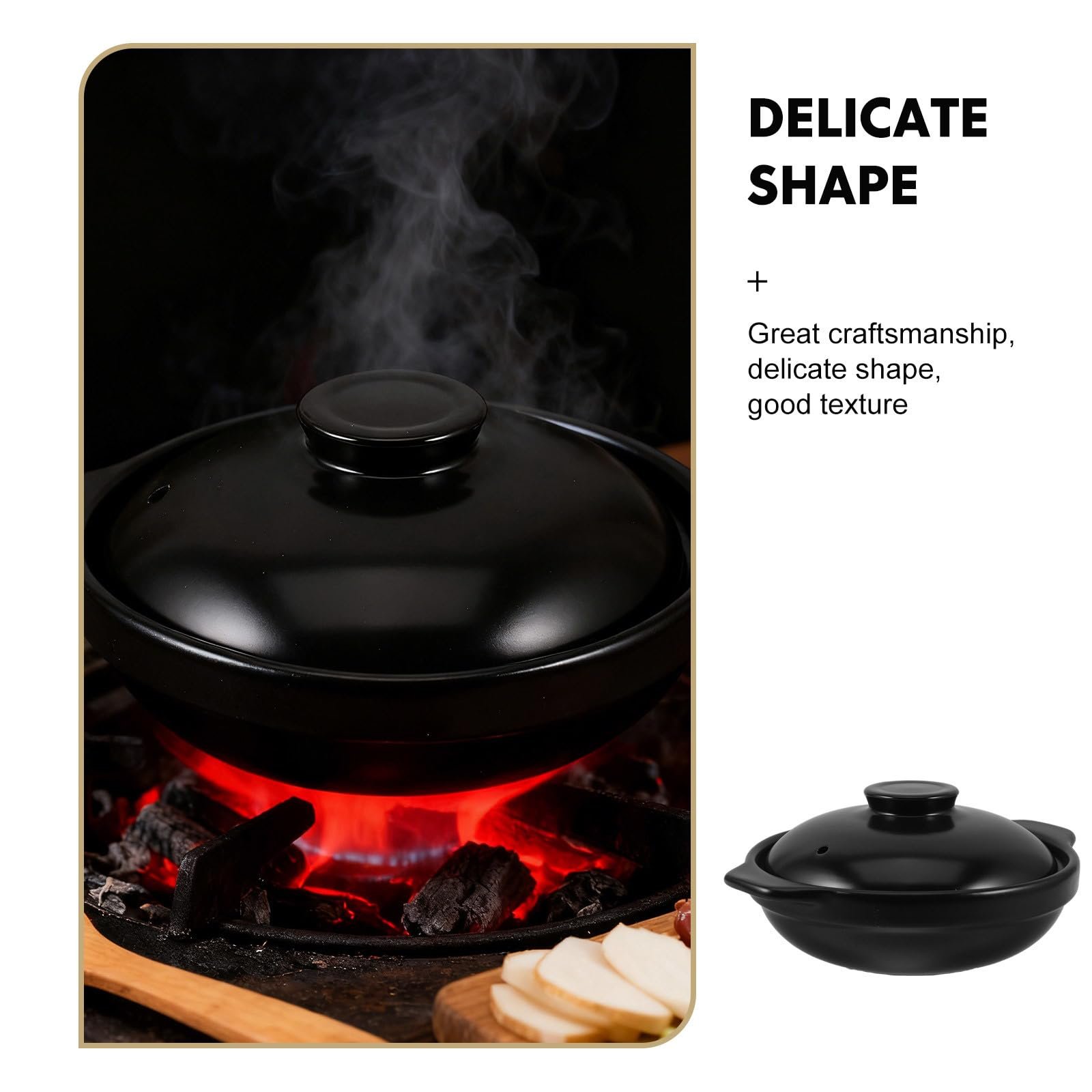 Горщик глиняний Healifty Керамічний 1,7 л з кришкою термостійкий для тушкування та супів 2-3 особи, фото №3