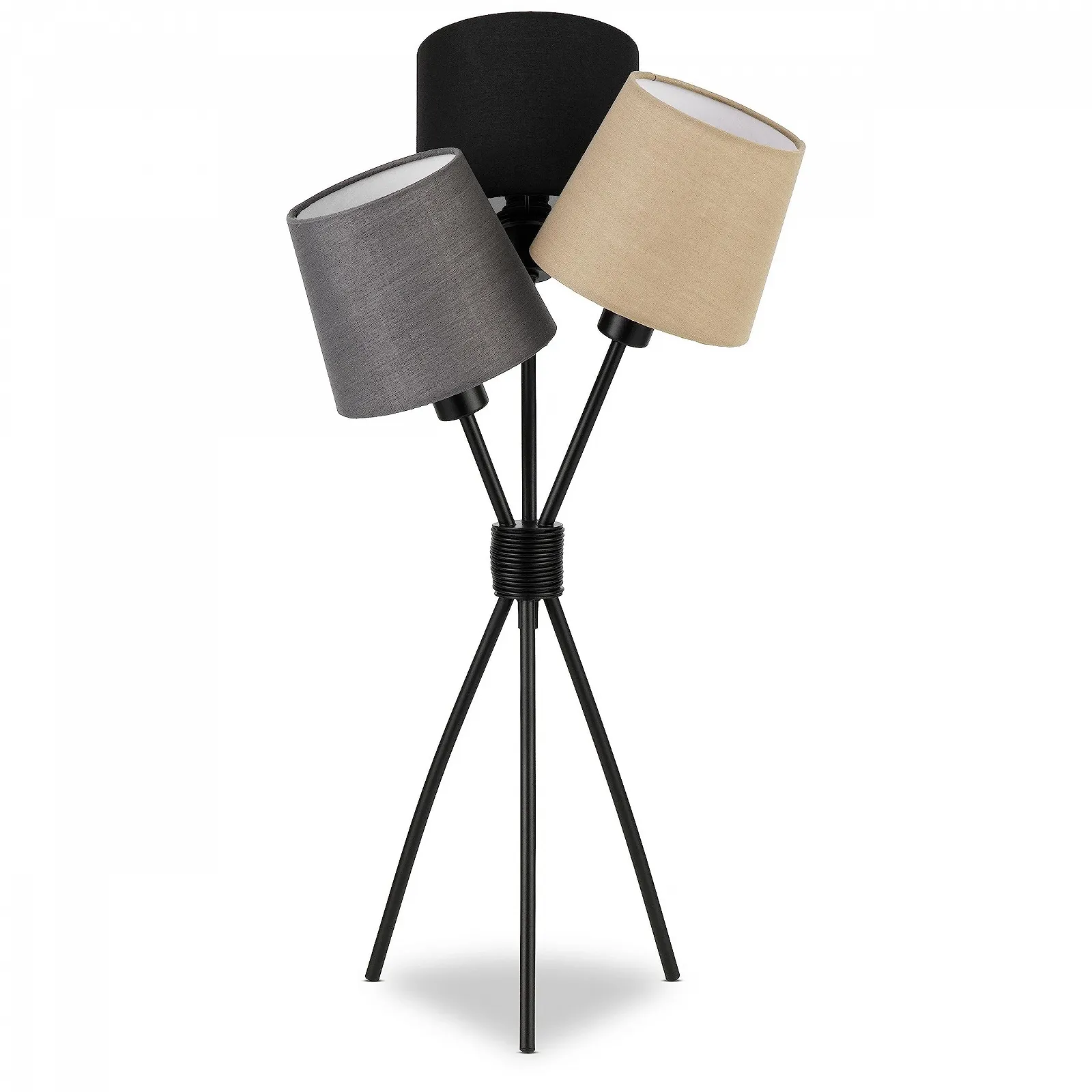 Настольная лампа REV Vintage 3 Linen Lampshades Black, Beige & Grey E14 H61 см, фото №1