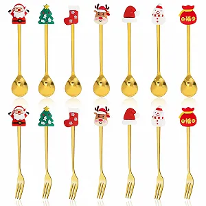 Набір різдвяних ложок і виделок з 14 предметів - Фото 1