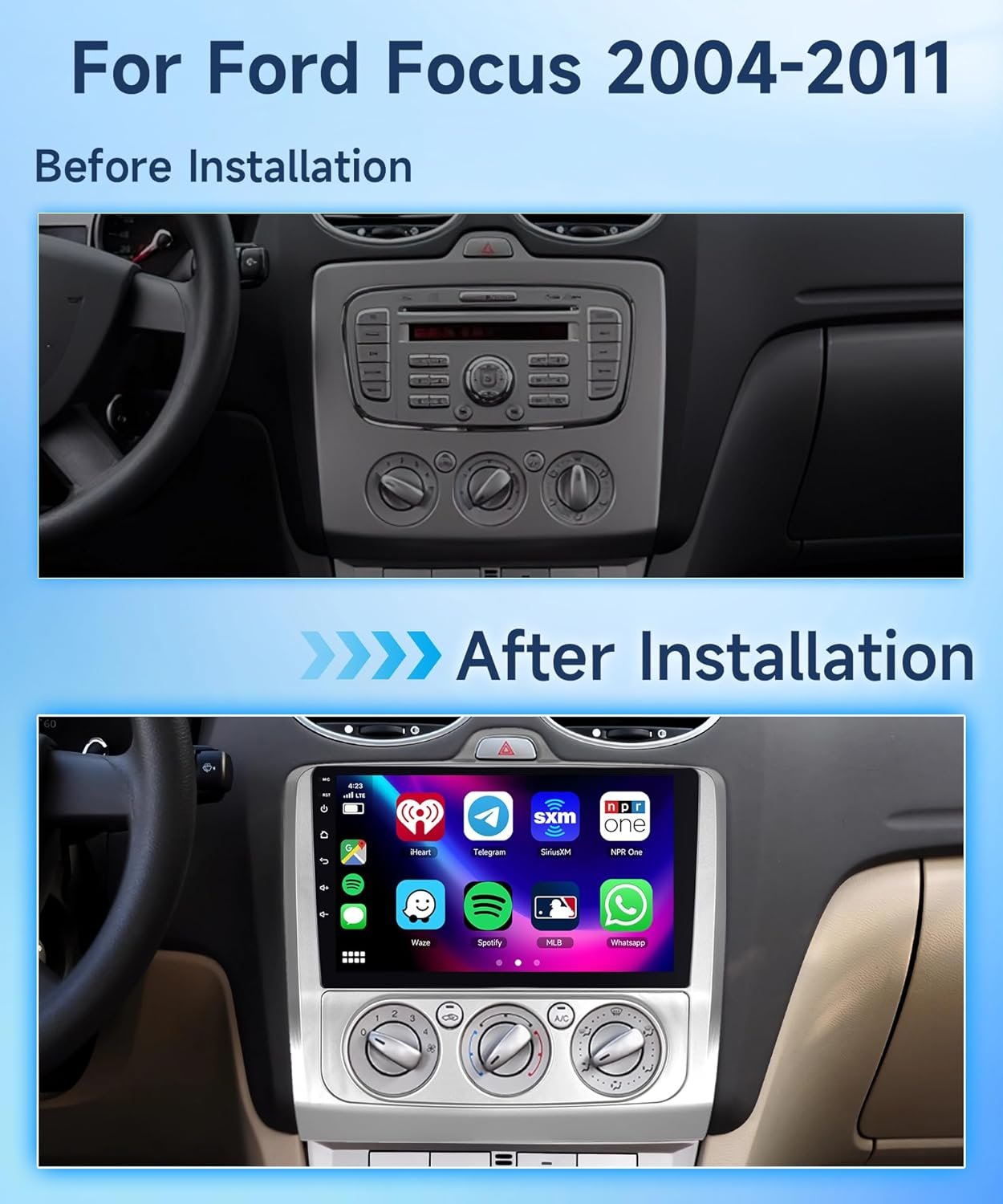 Штатная автомагнитола Rimoody для Ford Focus Exi MT 2 3 Mk 2/Mk 3 2004-2011 / 9" / Сенсорная / 2/64Гб / Android 13 / Apple CarPlay / Android Auto / Bluetooth / WI-FI / GPS / USB, фото №2