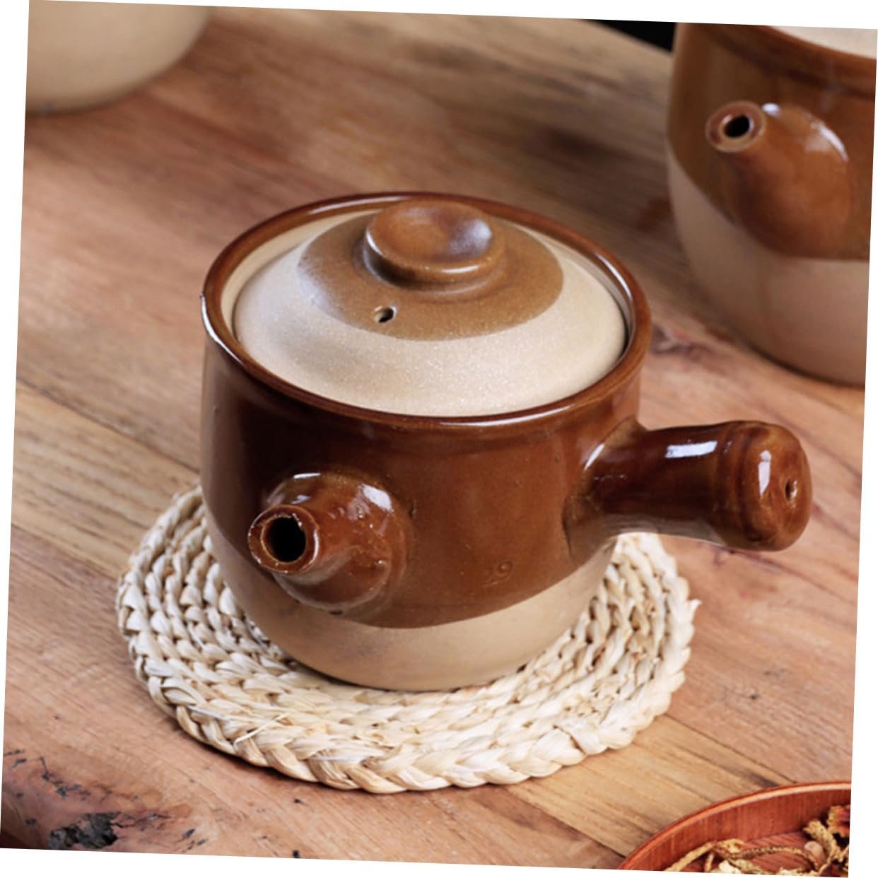 Кастрюля Toyvian с крышкой небольшая глиняная для супа и риса, фото №4