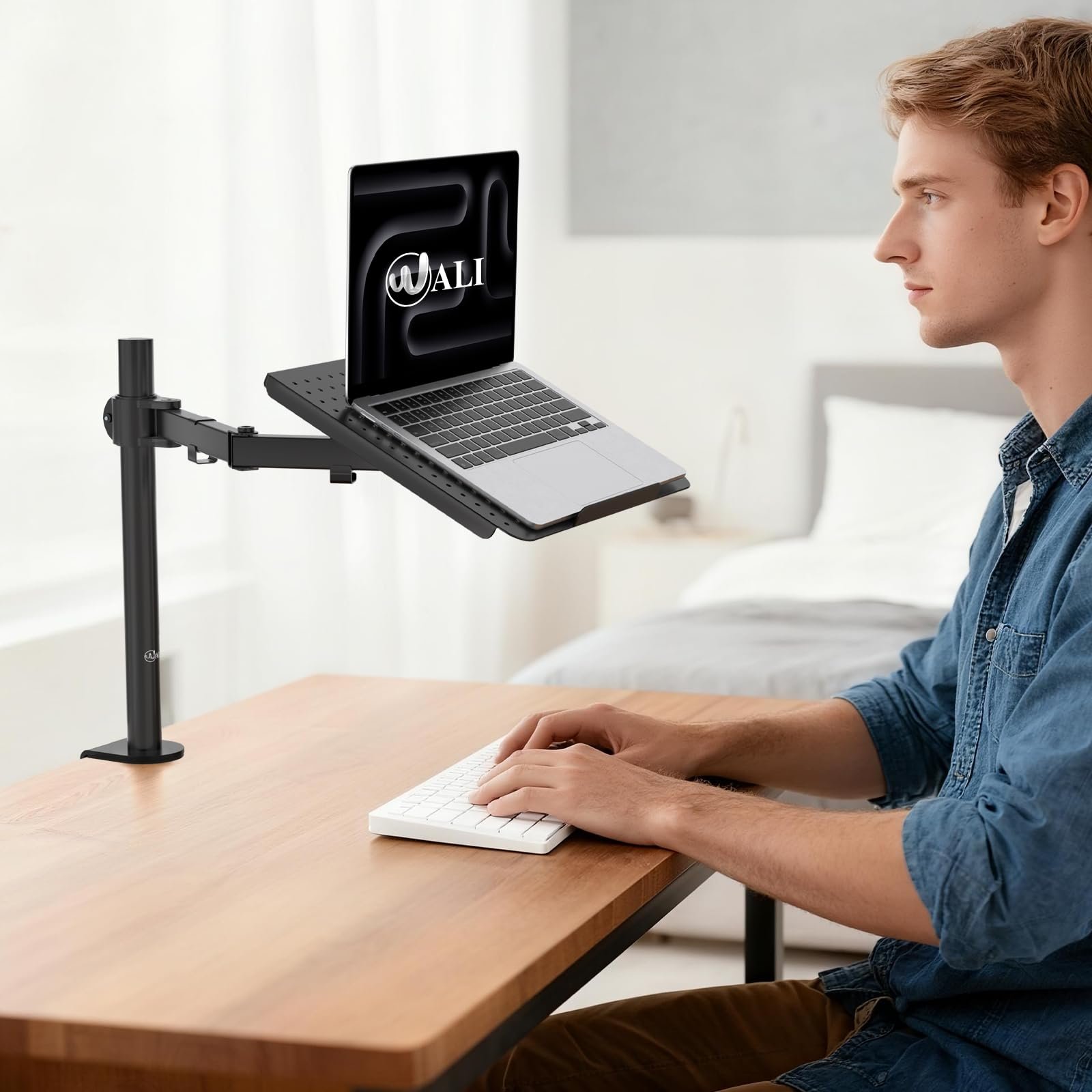 Тримач для ноутбука WALI для столу до 17 дюймів, регульований, вентильована платформа, 10 кг, чорний, фото №5 Тримач для ноутбука WALI для столу до 17 дюймів, регульований, вентильована платформа, 10 кг, чорний, фото №5