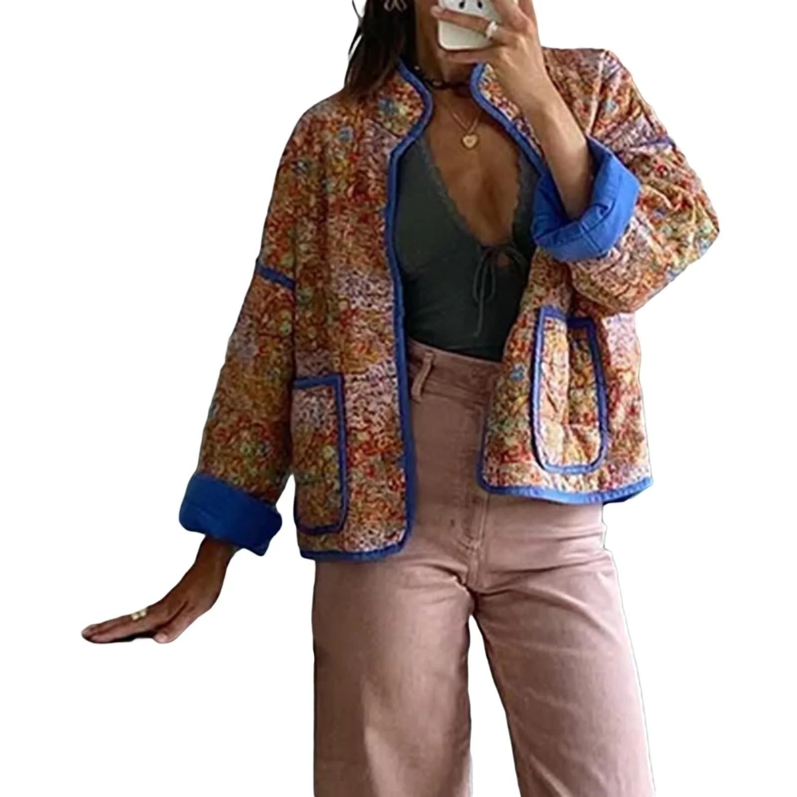 Куртка Loalirando С цветочным принтом, длинный рукав, фото №1