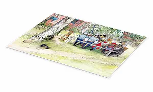 Постер Carl Larsson Breakfast Under the Large Birch 70 x 50 см зеленый Art Nouveau synthetic.ua - Фото 1