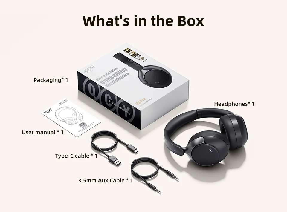 Навушники QCY H3 Pro Black LDAC ANC 50dB Noise Canceling Hi-Res Spatial Audio BT5.4, фото №15