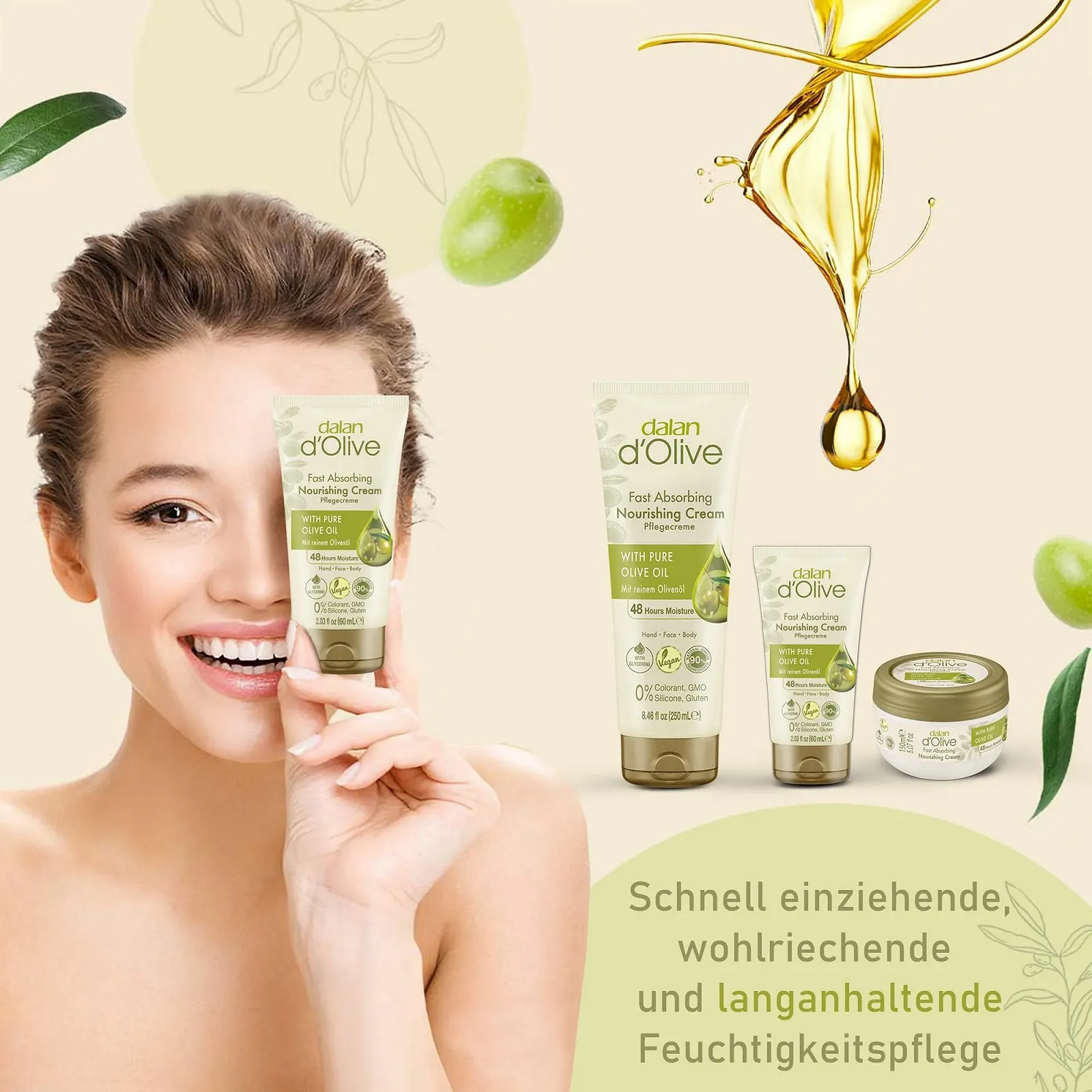 Крем для рук та тіла Dalan d'Olive 250 мл, набір 3 шт, фото №3