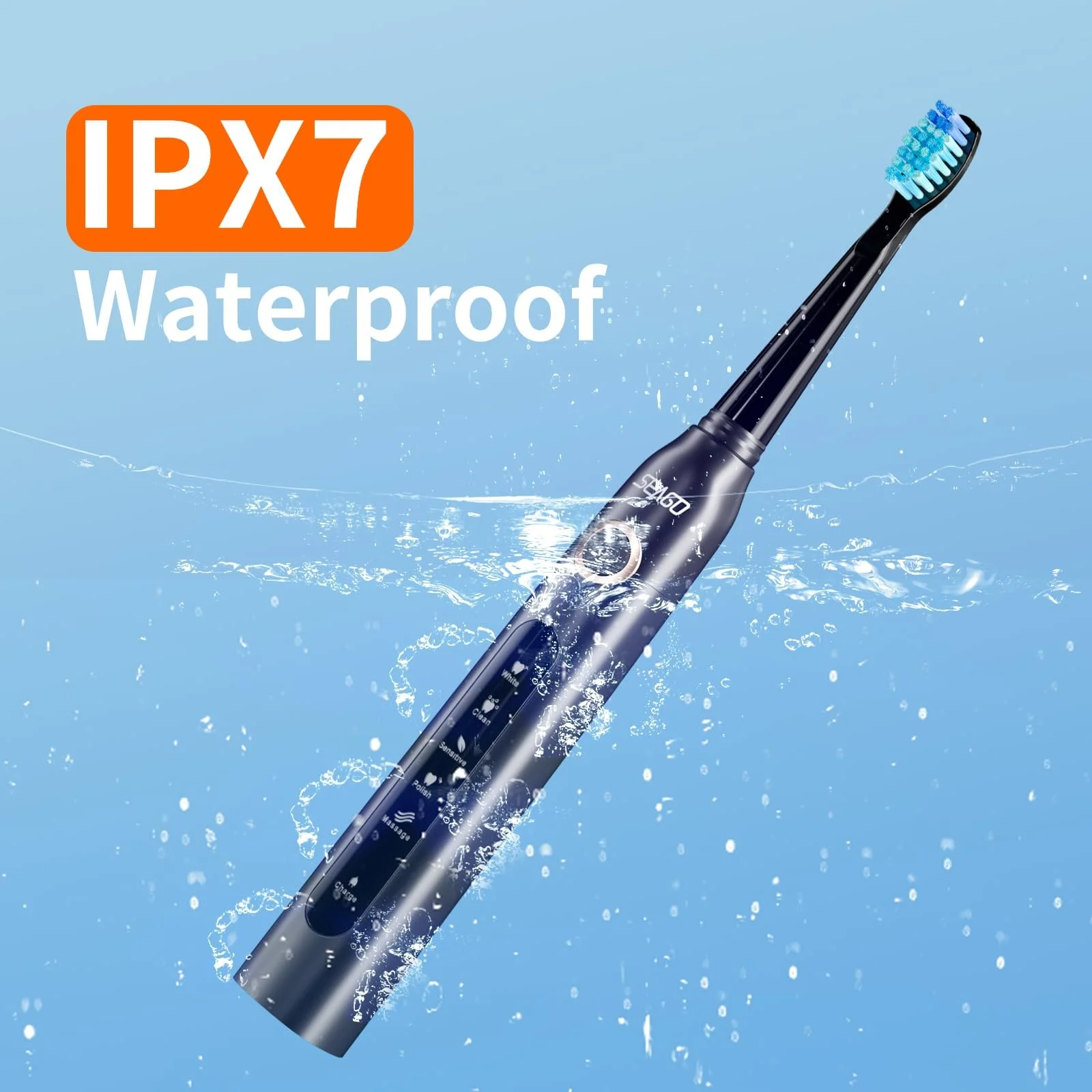 Электрическая ультразвуковая зубная щетка Seago 5 режимов Черная, фото №7