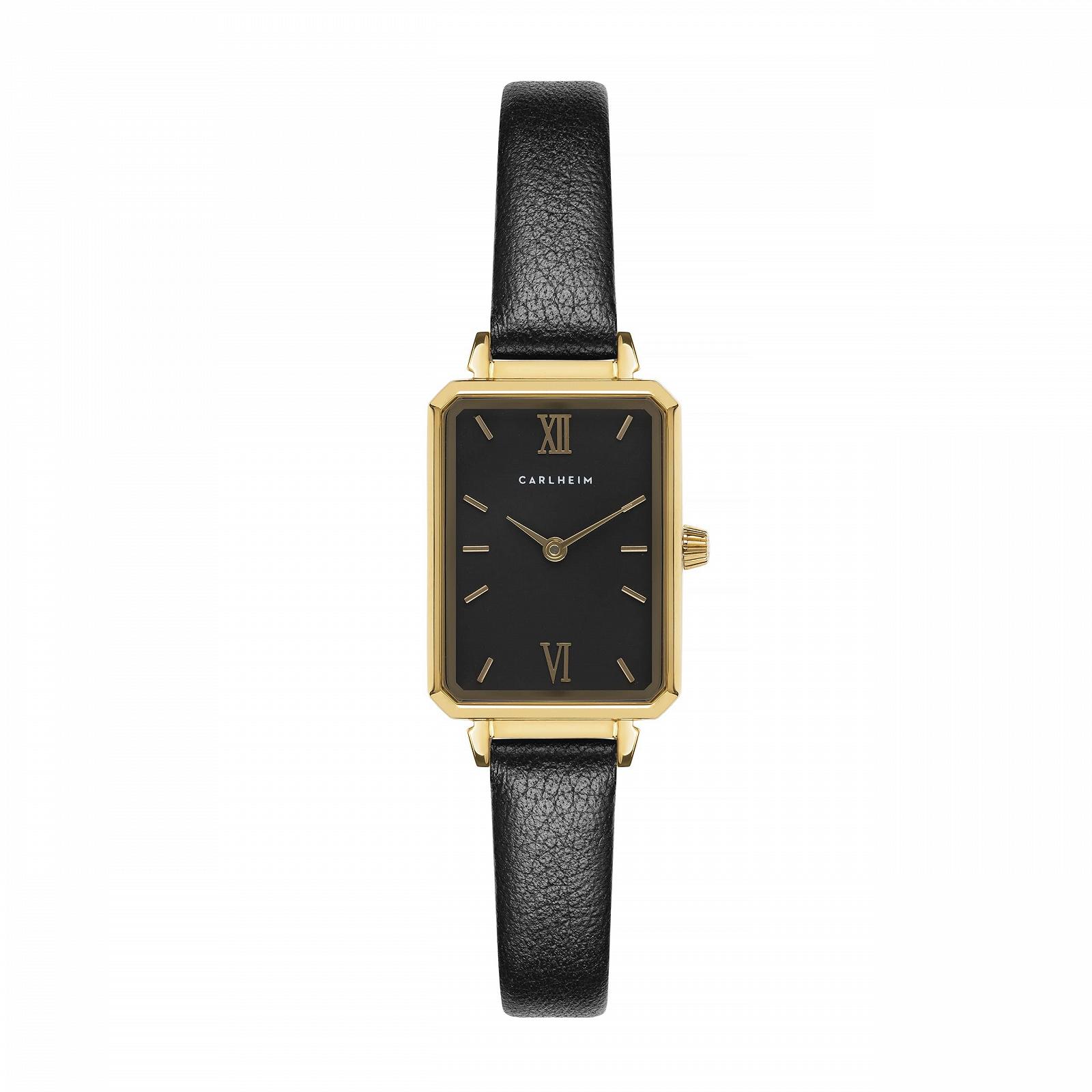 Жіночий годинник Carlheim Mila Petite Square 2620, чорний, золотий, класичний, фото №1