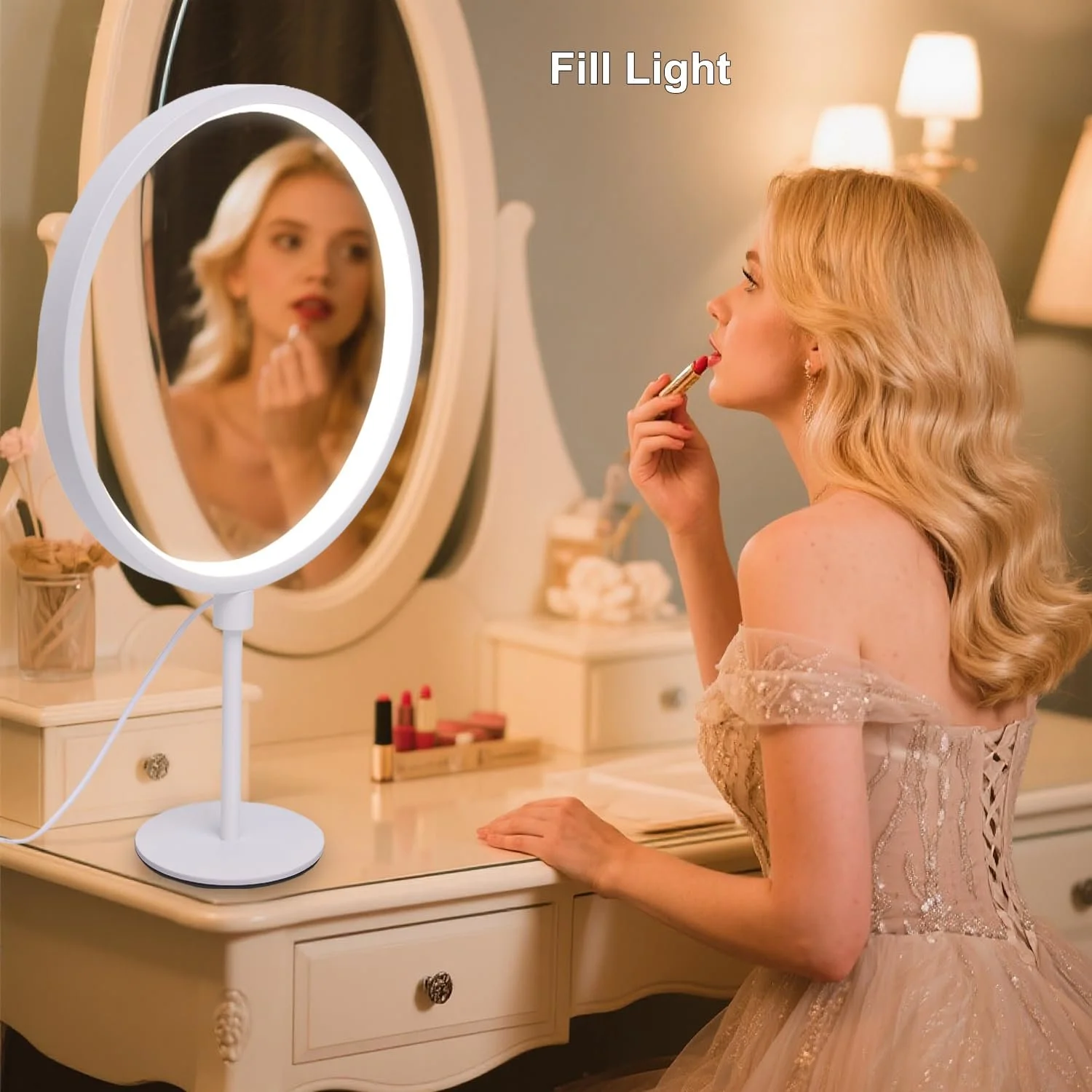 Настільна лампа Metal Circle USB 5В 2А димована сучасний мінімалізм тепле світло 25 см Білий, фото №6