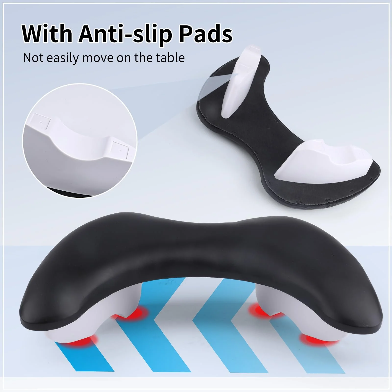 Підставка для рук U-подібна lootaan для манікюру зі знімними кронштейнами, з мікрофібри PU шкіри, чорна, фото №4