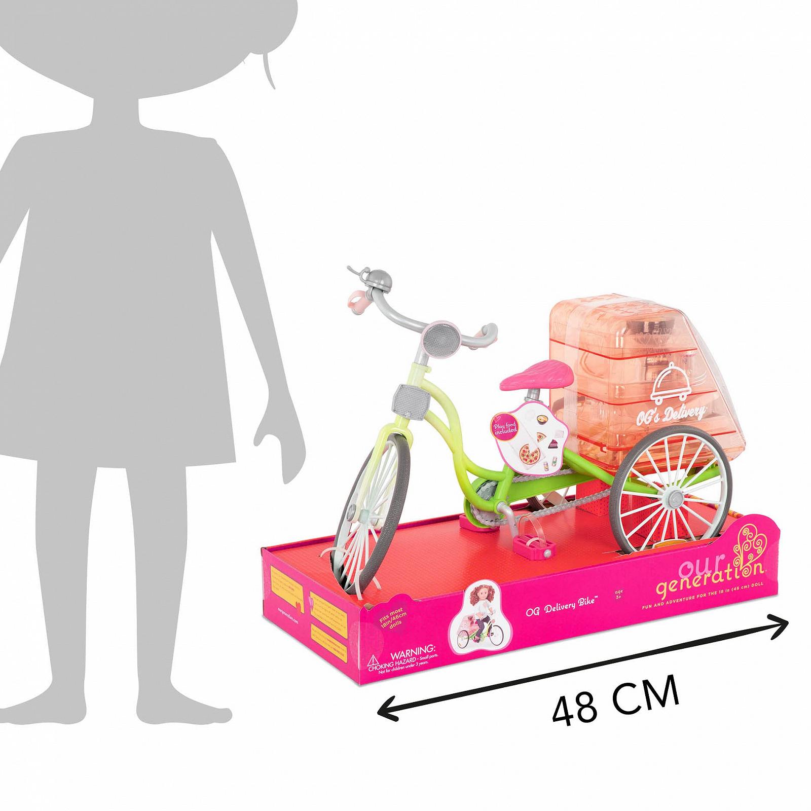 Комплект Our Generation Bicycle Set Delivery Basket Іграшкова їжа Аксесуари для ляльок (46 см) Великий для дітей від 3 років Вантажний велосипед, фото №10